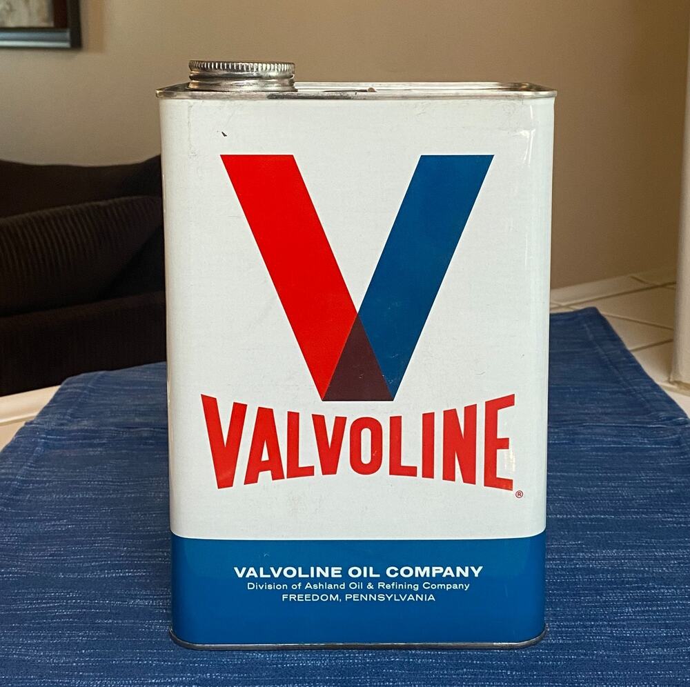 Vintage Valvoline Motor Oil 1 Gallon Metal Can Advertising EMPTY Red White Blue